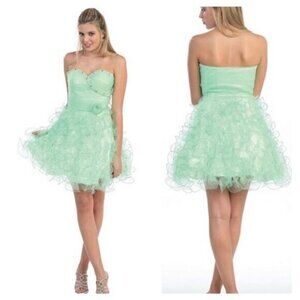 Mayqueen Women's Mint Green Ruffle Party Dress -‎ Size 6 Short Formal